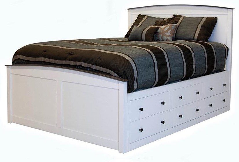 Full size captains bed outlet with storage drawers